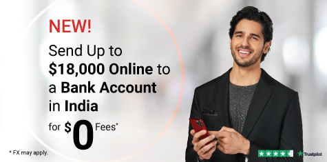 NEW! Send Currency Transfers Up to $18,000 Online to India